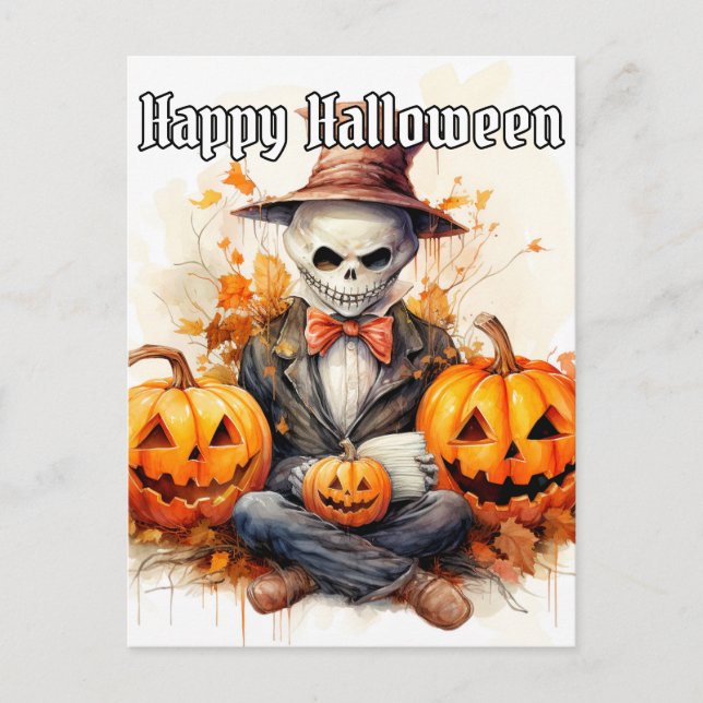 Happy Halloween Sinister Witch Doctor Illustration Postcard (Front)