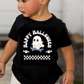 Happy Halloween Skater Ghost Toddler Boy Baby T-Shirt