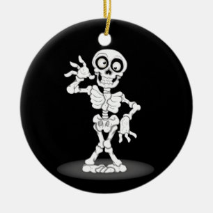 Happy Halloween Skeleton Ceramic Ornament