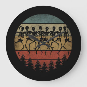 HAPPY HALLOWEEN SKELETON DANCE LARGE CLOCK