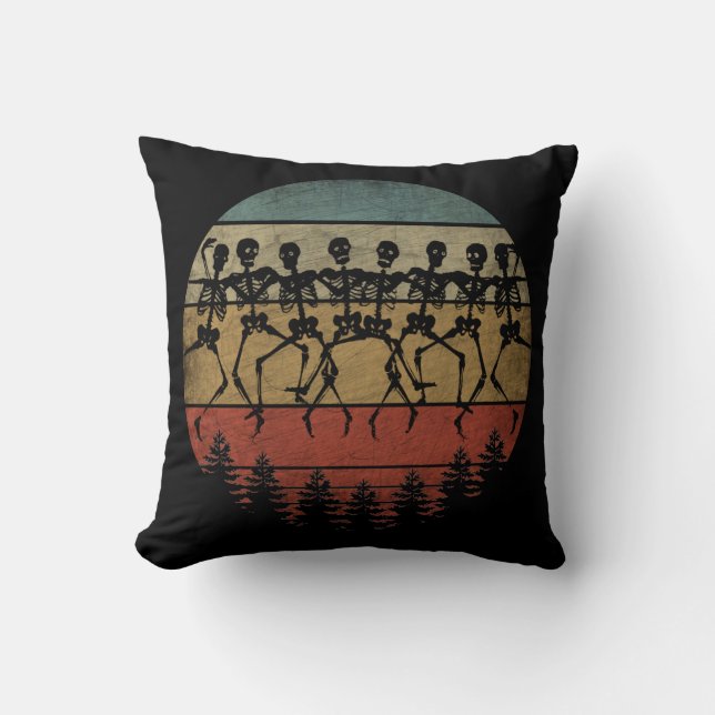 HAPPY HALLOWEEN SKELETON DANCE THROW PILLOW (Front)
