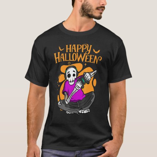 Happy Halloween Skeleton Gamer Video PC game Conso T_Shirt