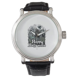 Happy Halloween Skeleton Lantern Black Cat Graveya Watch