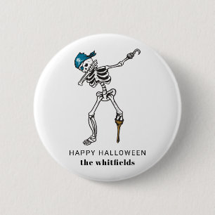Happy Halloween Skeleton Pirate Dabbing Family Button