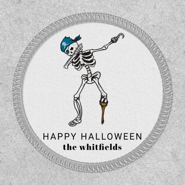 Happy Halloween Skeleton Pirate Dabbing Family Patch (Front)