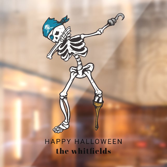 Happy Halloween Skeleton Pirate Dabbing Family Window Cling (Sheet 2)