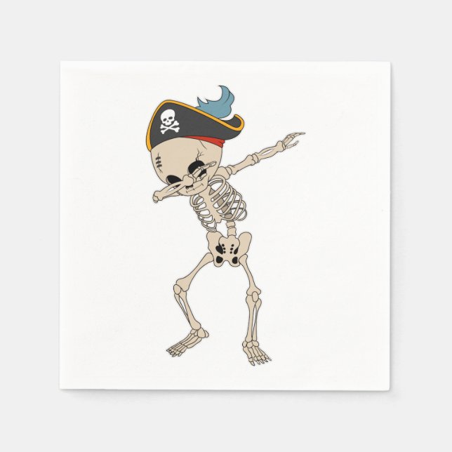 Happy Halloween Skeleton Pirate Dancing Party Napkins (Front)