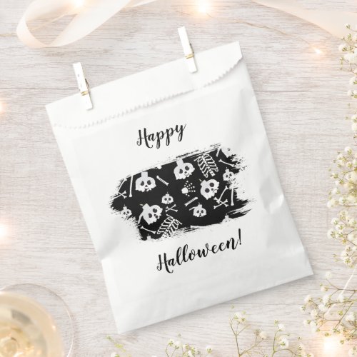 Happy Halloween Skeleton Skull Bones Pattern Favor Bag