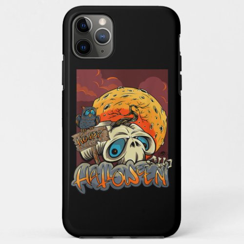 Happy Halloween Skeleton Skull With Owl Gift iPhone 11 Pro Max Case