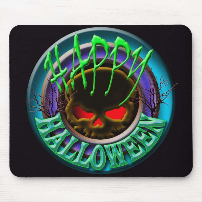 Happy Halloween Skull blue mousepad