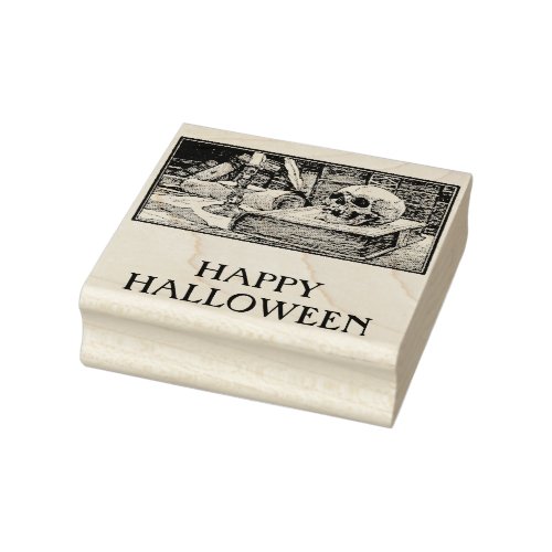 Happy Halloween skull books  rubber stamp