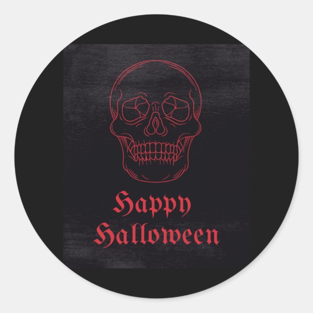 Happy Halloween Skull Classic Round Sticker (Front)