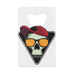 Happy halloween skull credit card bottle opener