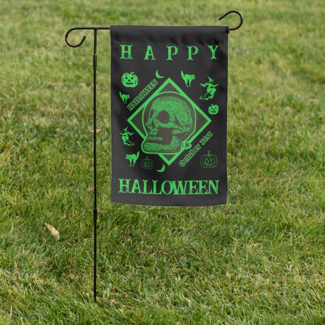 Happy Halloween Skull Garden Flag (In SItu)