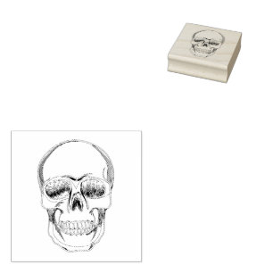 Happy Halloween Skull Rubber Stamp