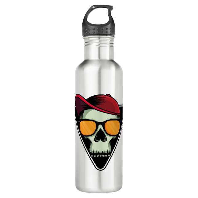 Happy halloween skull stainless steel water bottle (Front)