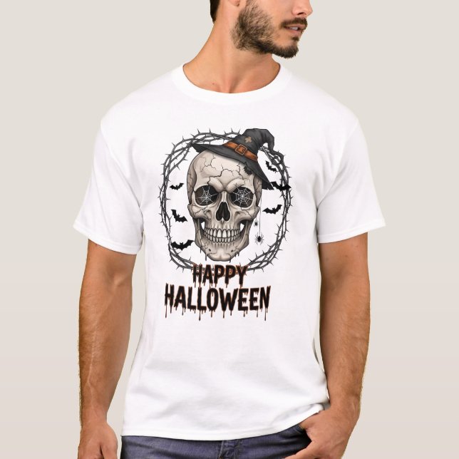Happy Halloween Skull T-Shirt (Front)
