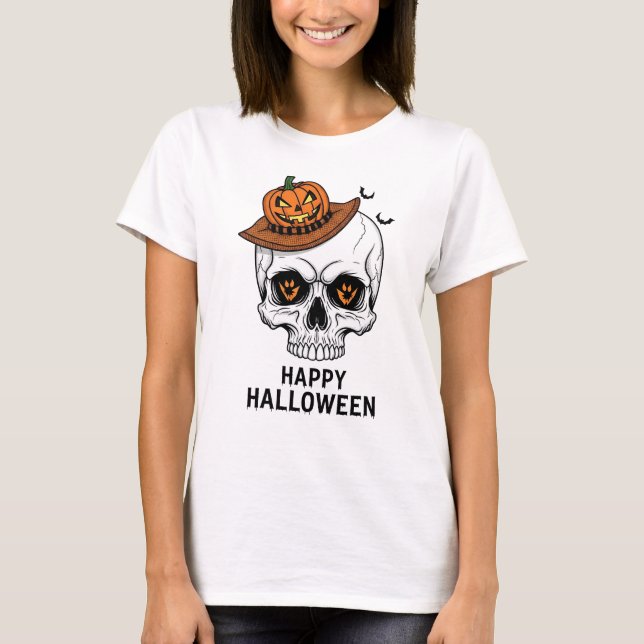 Happy Halloween Skull T-Shirt (Front)
