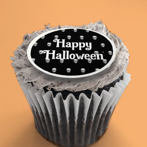 Happy Halloween skulls edible cupcake toppers Edible Frosting Rounds