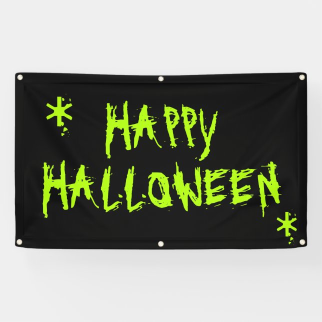Happy Halloween slimy neon green and black scary Banner (Horizontal)