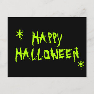 Happy Halloween slimy neon green and black spooky Postcard