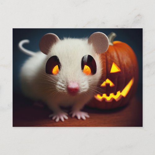 happy Halloween Small cute mouse with pumpkin Postcard