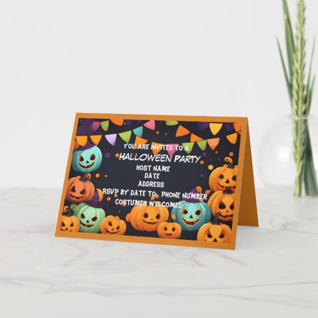 Happy Halloween Smiling Pumpkin Party Invitation (Front)