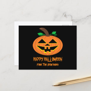 Happy Halloween Smiling Pumpkin Postcard