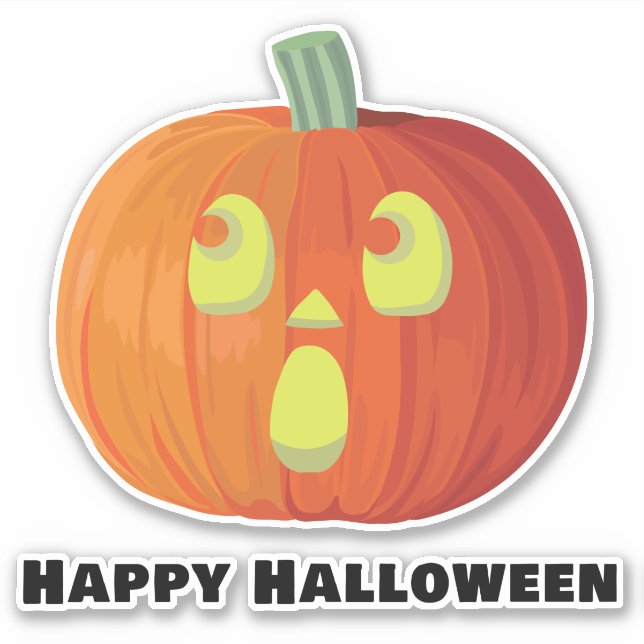 Happy Halloween Smiling Pumpkin Sticker (Front)