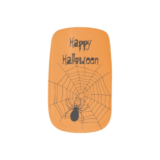 Happy Halloween Spider and Web   Minx Nail Art (Left Thumb)