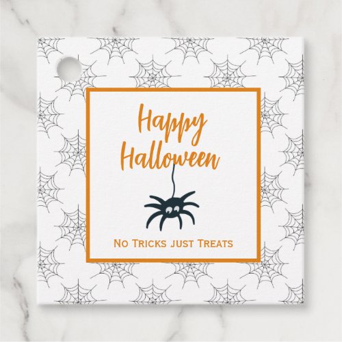 Happy Halloween spider cobweb no trick just treats Favor Tags