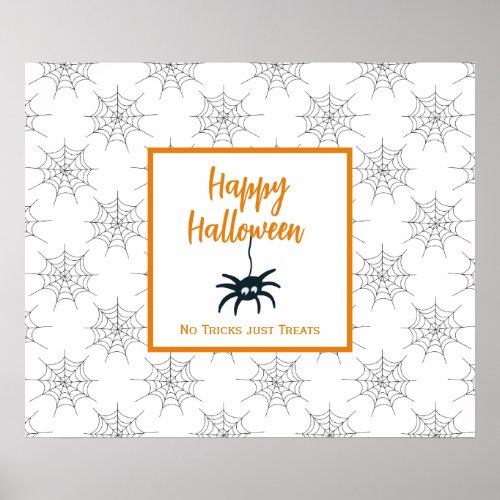 Happy Halloween spider cobweb no trick just treats Poster