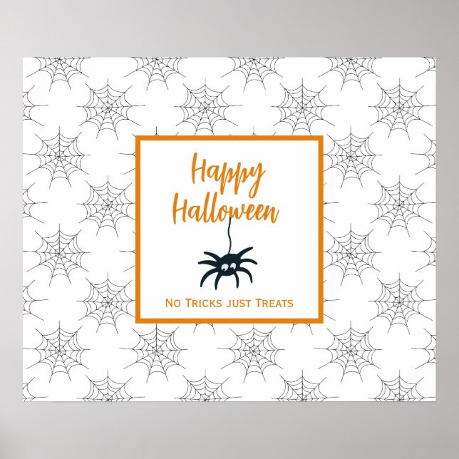 Happy Halloween spider cobweb no trick just treats Poster (Front)