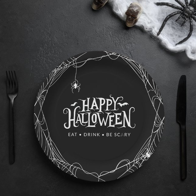 Happy Halloween Spider Eat Drink Be Scary Paper Plates (Happy Halloween Spider Eat Drink Be Scary Paper Plates)