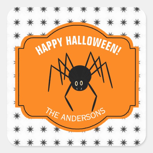 Happy Halloween Spider ID215 Square Sticker (Front)