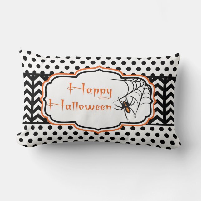 Happy Halloween Spider Lumbar Pillow (Front)