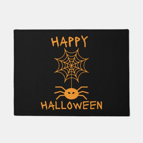 Happy Halloween Spider on Halloween spider web   Doormat