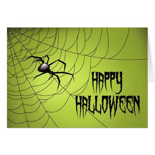 Happy Halloween Spider On Web Cards (Front Horizontal)