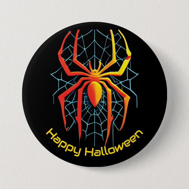 Happy Halloween Spider Web  Button (Front)