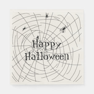 Happy Halloween Spider Web Doodle Illustration Napkins