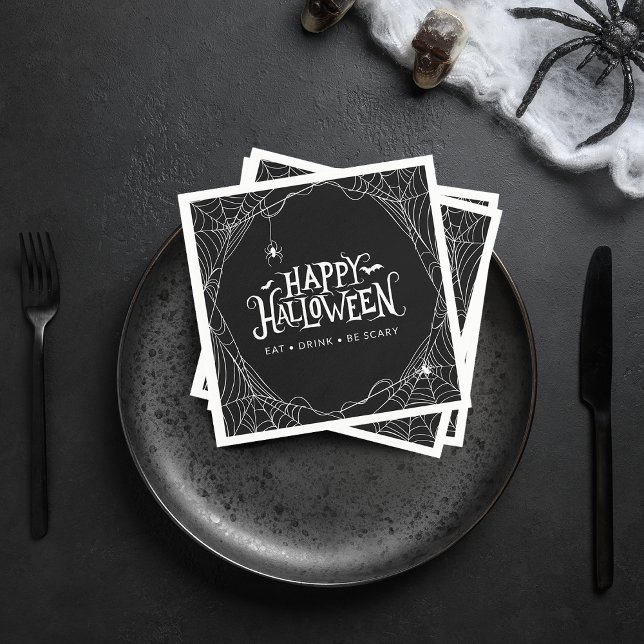 Happy Halloween Spider Web Eat Drink Be Scary Napkins (Happy Halloween Spider Web Eat Drink Be Scary Napkins)