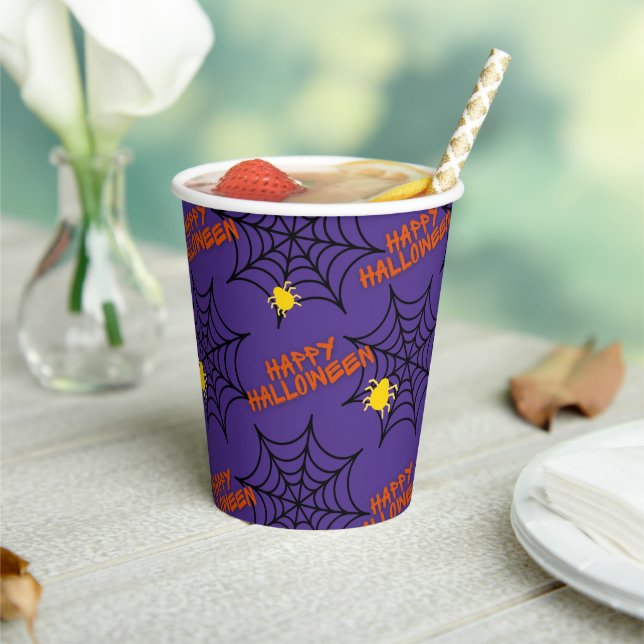 Happy Halloween Spider Web Paper Cups (Insitu)