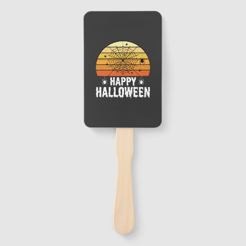 Happy Halloween Spider Web Sunset Design Hand Fan