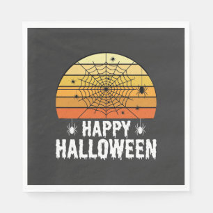 Happy Halloween Spider Web Sunset Design Napkins