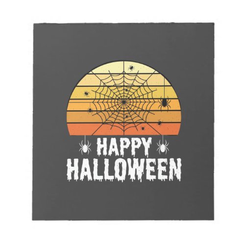Happy Halloween Spider Web Sunset Design Notepad