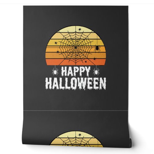 Happy Halloween Spider Web Sunset Design Wallpaper