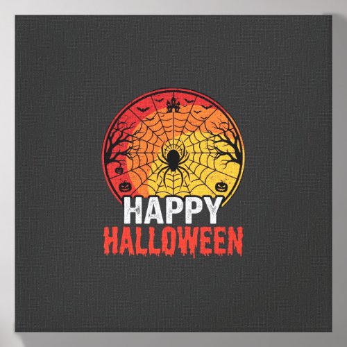 Happy Halloween Spider Web Vector Design Canvas Photo Tile