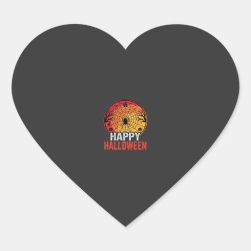 Happy Halloween Spider Web Vector Design Heart Sticker