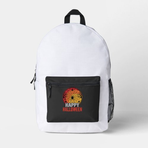 Happy Halloween Spider Web Vector Design Printed Backpack