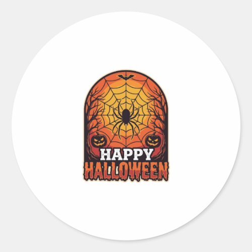 Happy Halloween Spider Web Vintage Engraving Desig Classic Round Sticker